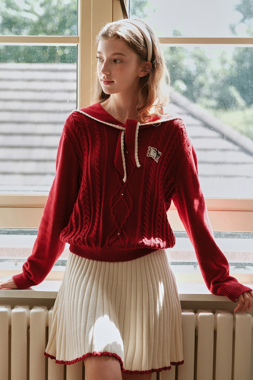 쎄무아듀] Sailor collar knit sweater