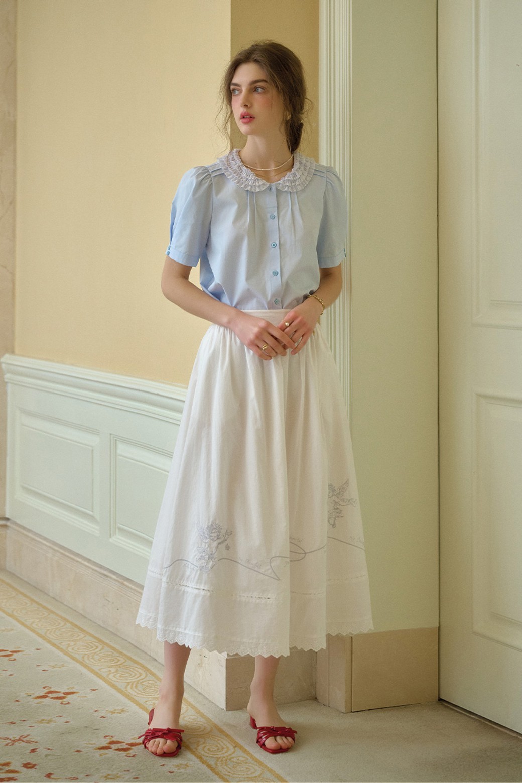 Simple Retro - 셔츠 - SR_Thousand layer collar shirt