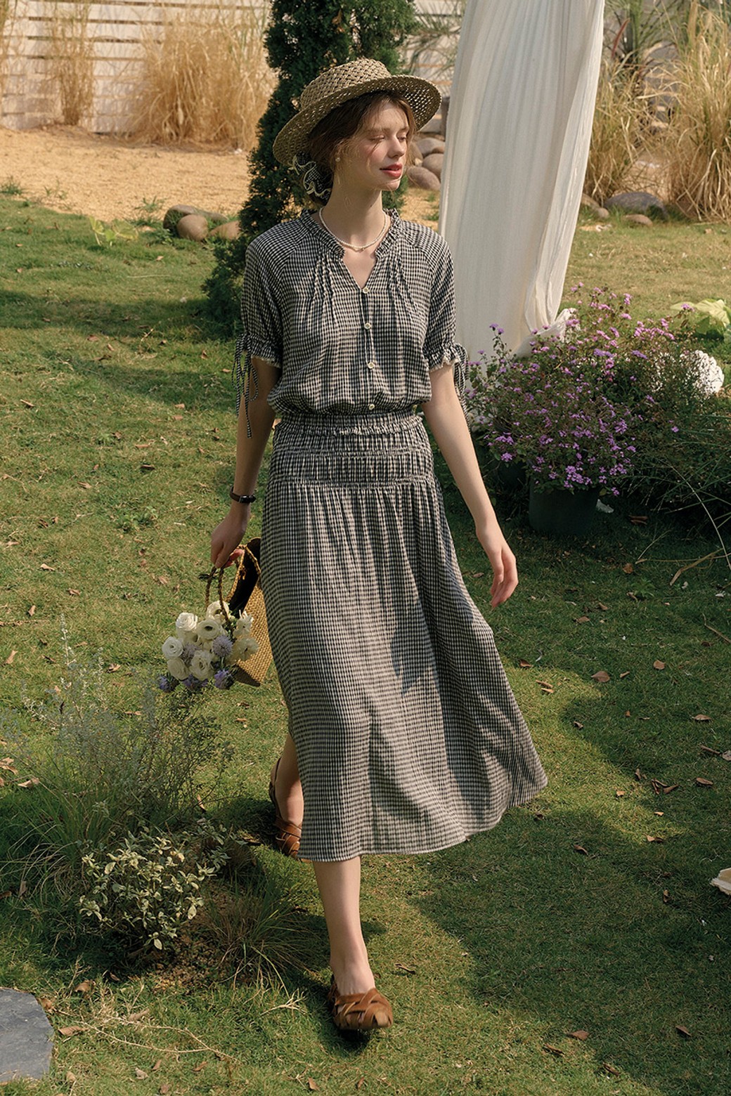 Simple Retro - 블라우스 - SR_Lazy cotton check blouse