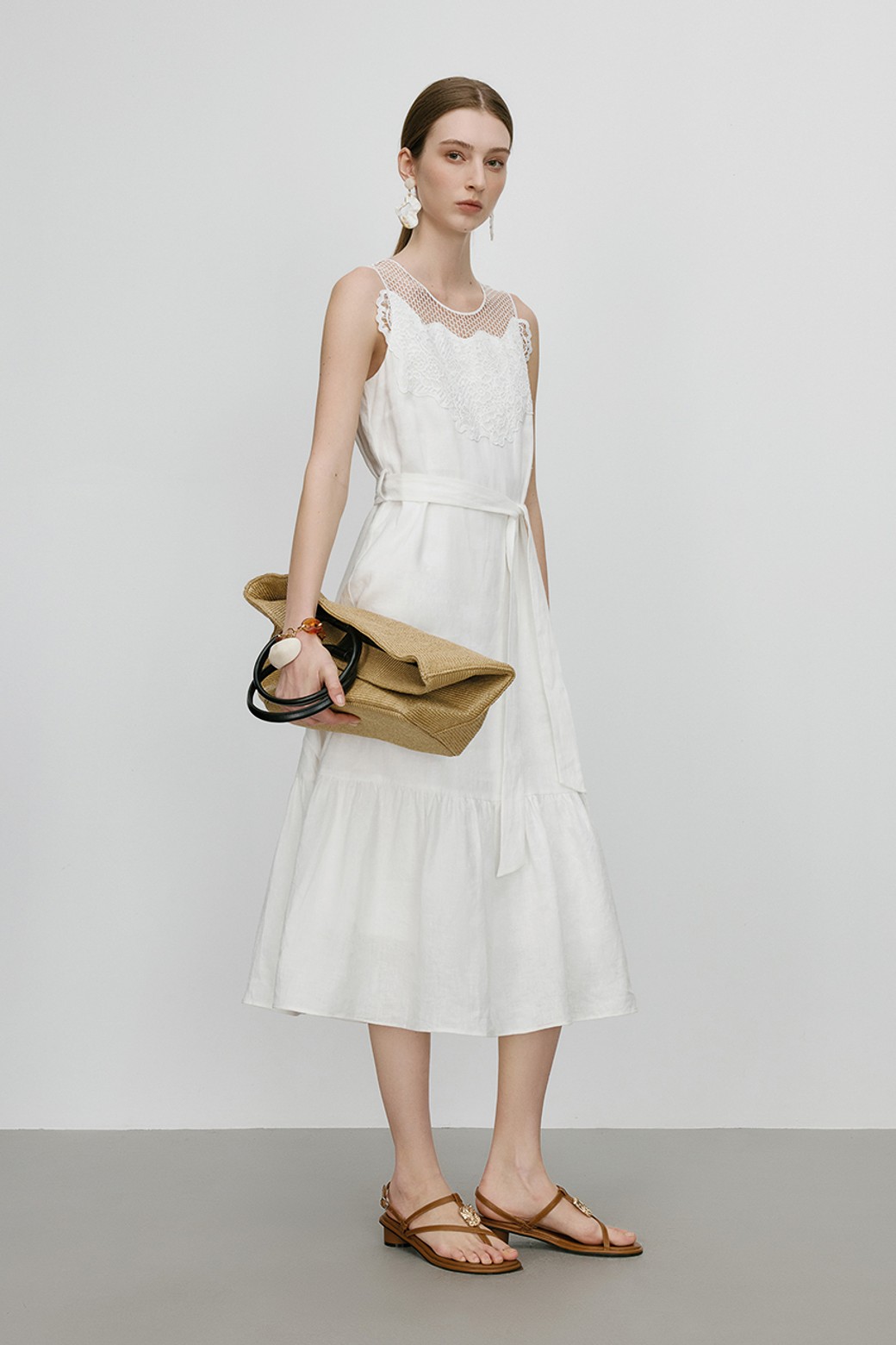 WE'DEE - 민소매 원피스 - Fishtail linen sleeveless dress
