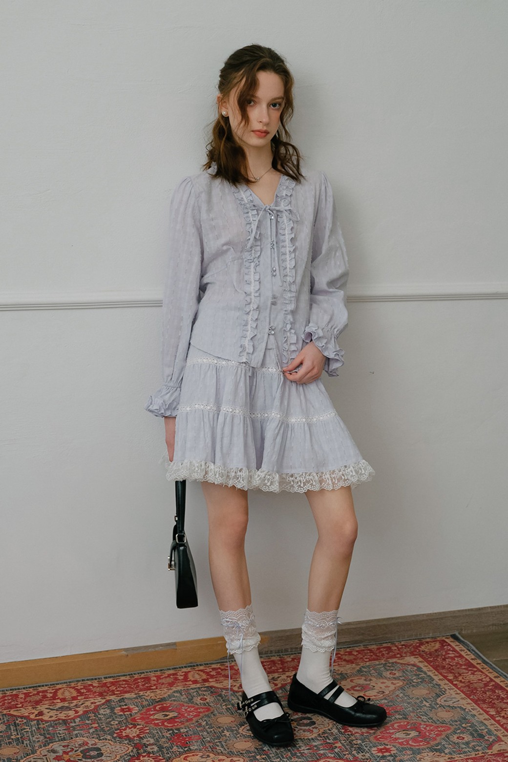 Cest Moidew - 블라우스 - Cotton frill trumpet sleeve shirt