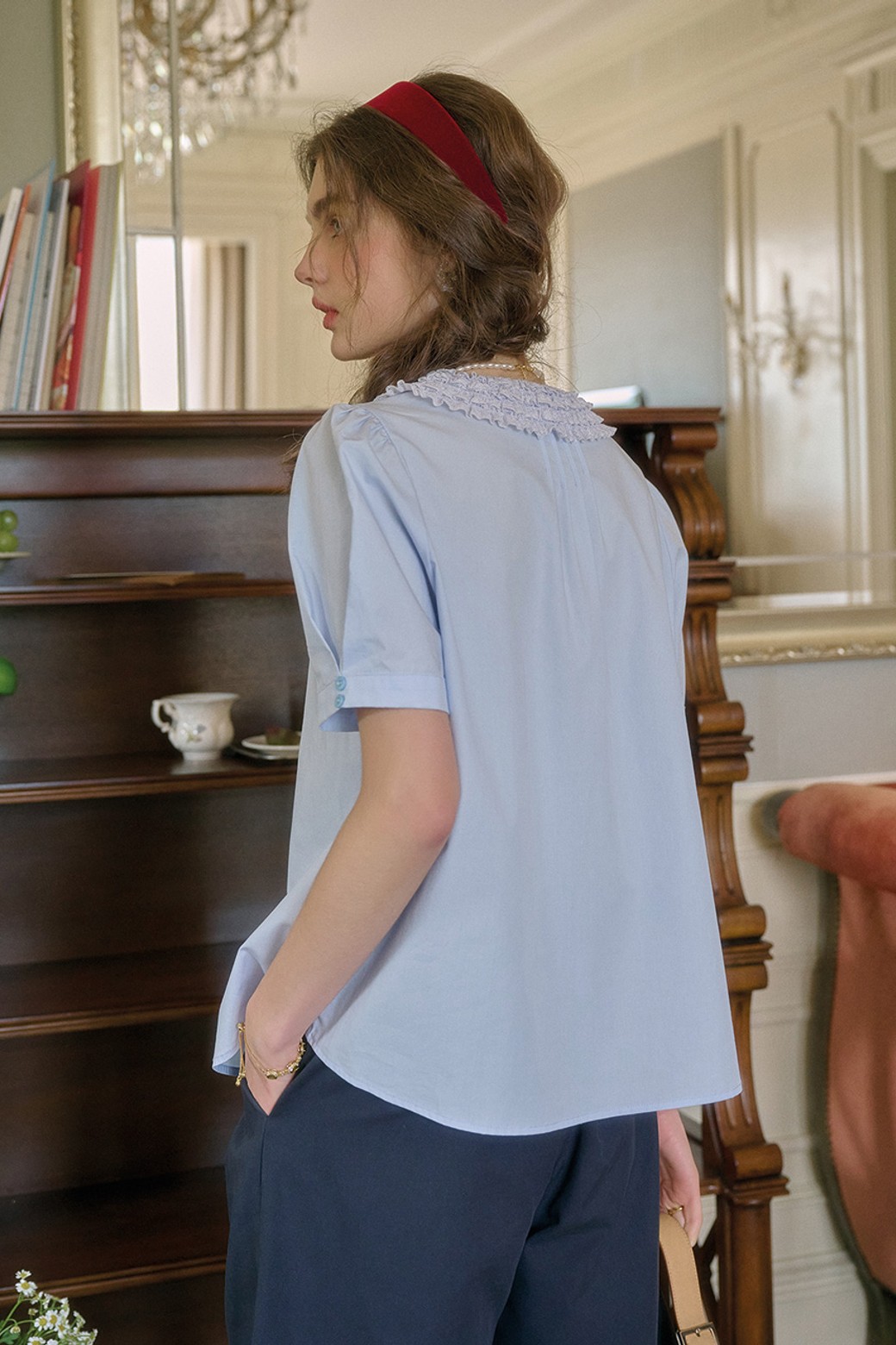Simple Retro - 셔츠 - SR_Thousand layer collar shirt
