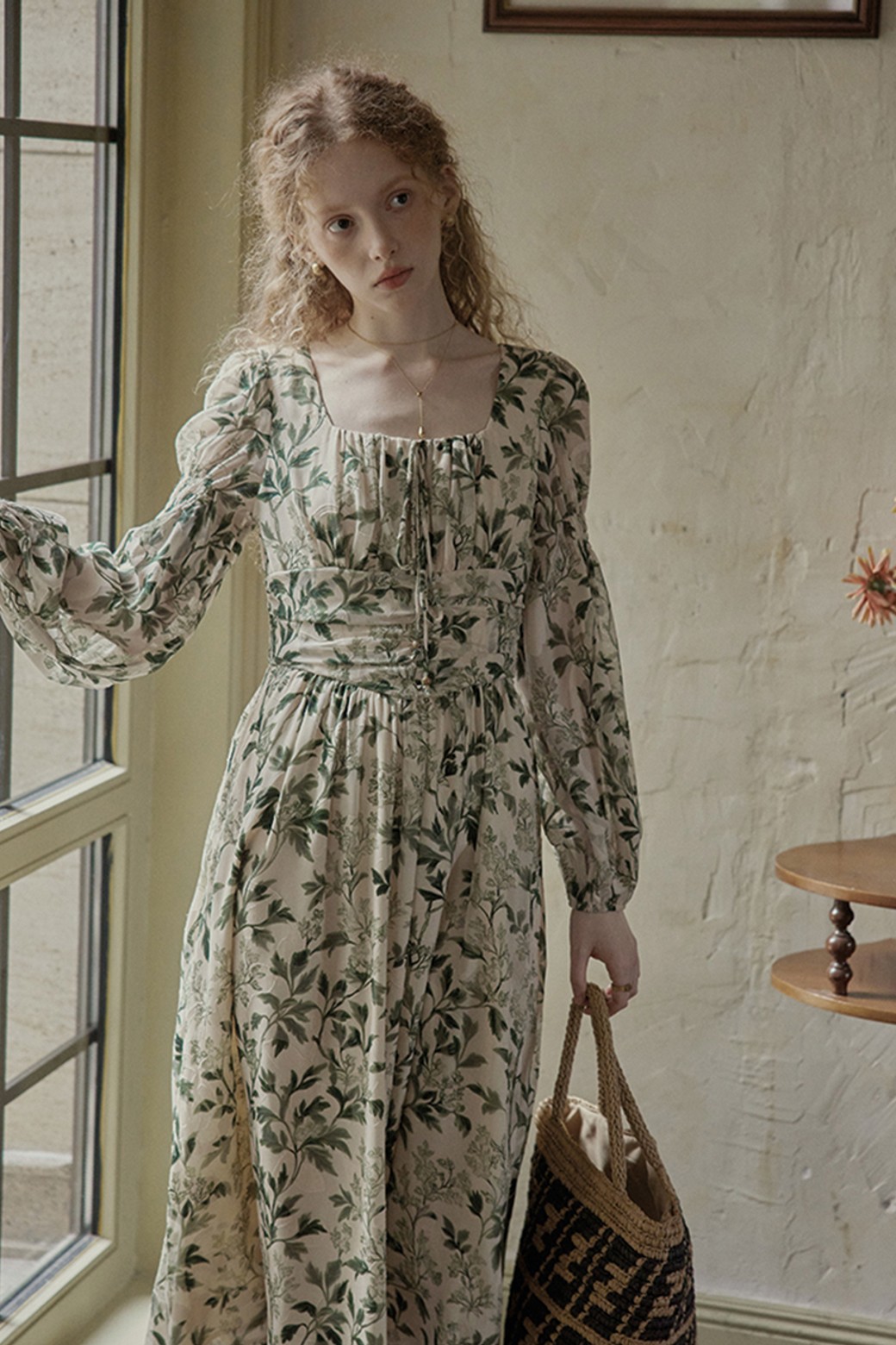 Proud Mary - 원피스 - PM_Embroidered classic waist dress_GREEN