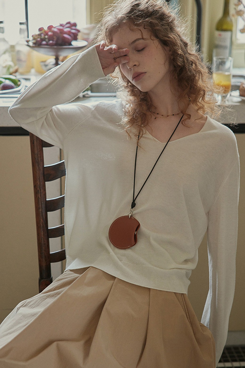 Proud Mary - 긴소매 티셔츠 - Simple v-neck knit long sleeve top