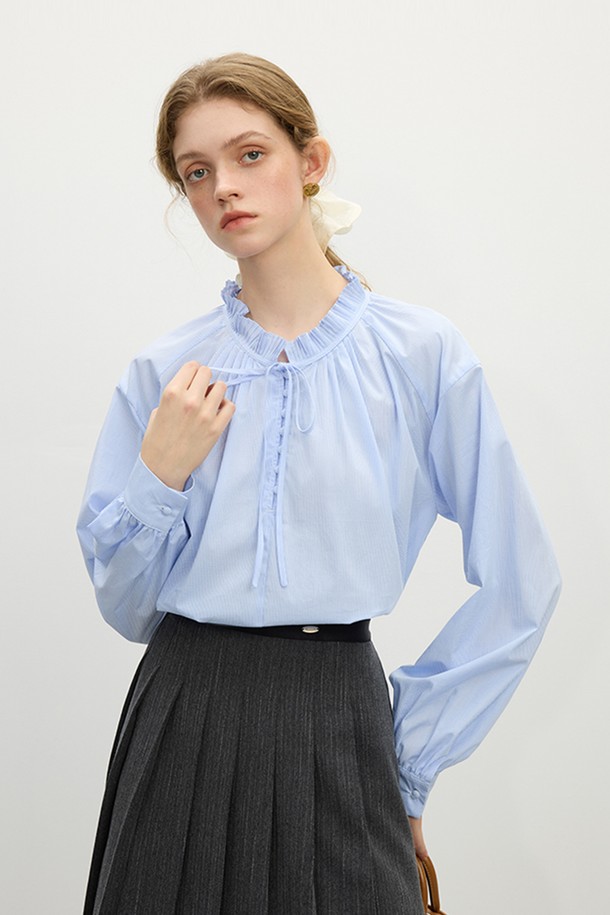 WE'DEE - 블라우스 - WD_Pleated frill collar blouse