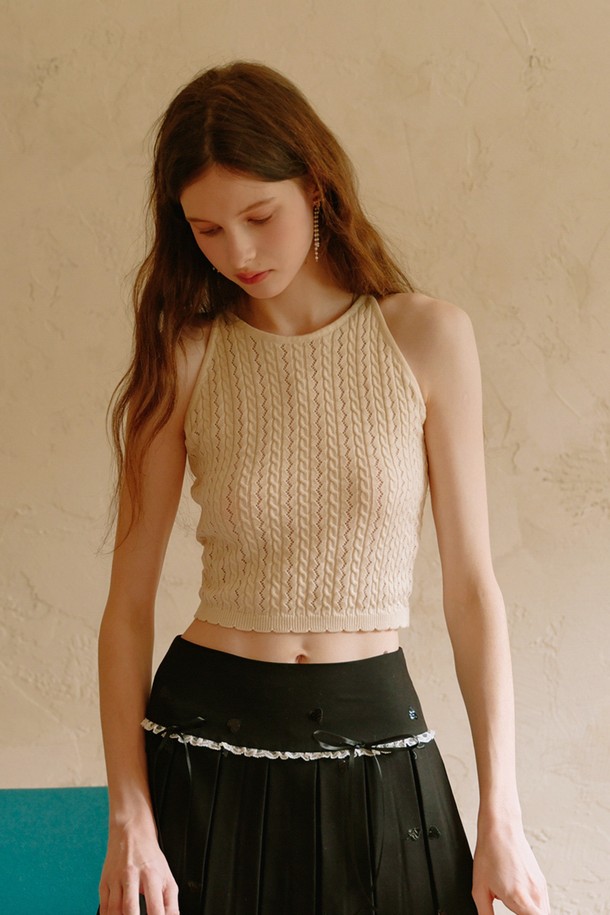 Cest Moidew - 민소매티셔츠 - Cest_Cable knit halter neck top