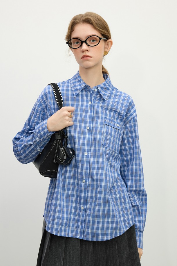 WE'DEE - 셔츠 - WD_Pocket plaid cotton shirt