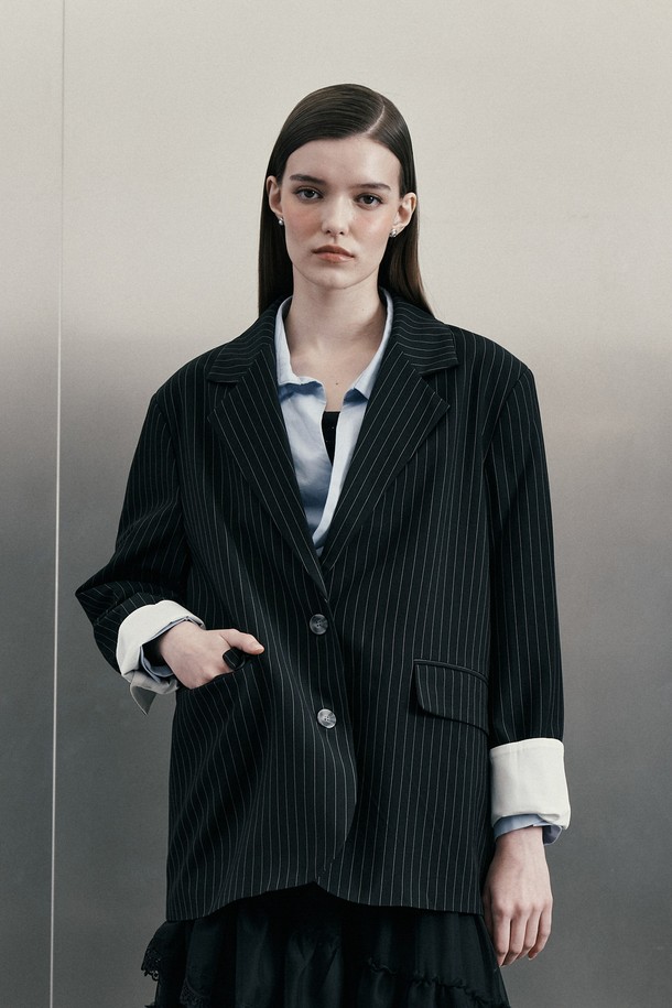 itte - 자켓 - IT_Striped suit jacket_BLACK