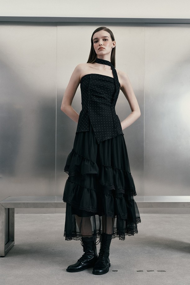 itte - 롱스커트 - IT_Layer gauze skirt_BLACK