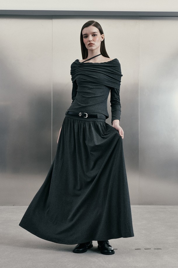 itte - 셋업 - IT_Folds long sleeves and skirt set_CHARCOAL