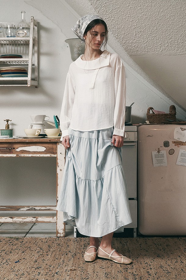 Proud Mary - 롱스커트 - PM_Layer fold skirt_SKY BLUE