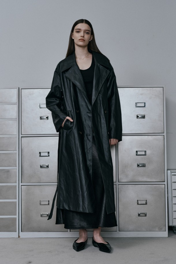 PIASTUDIO - 코트 - BA_Solid color leather coat_2color