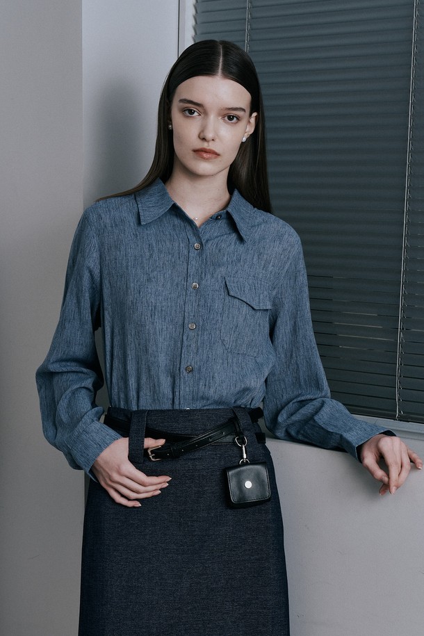 PIASTUDIO - 블라우스 - BA_Wash denim blouse_BLUE