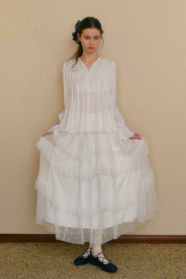 Cest Moidew - 롱스커트 - Cest_Fairy lace mesh cake skirt