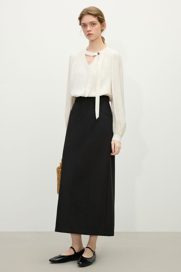 WE'DEE - 롱스커트 - WD_Straight back slit long skirt