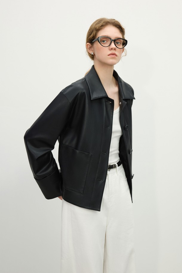 WE'DEE - 자켓 - WD_Short leather jacket_BLACK