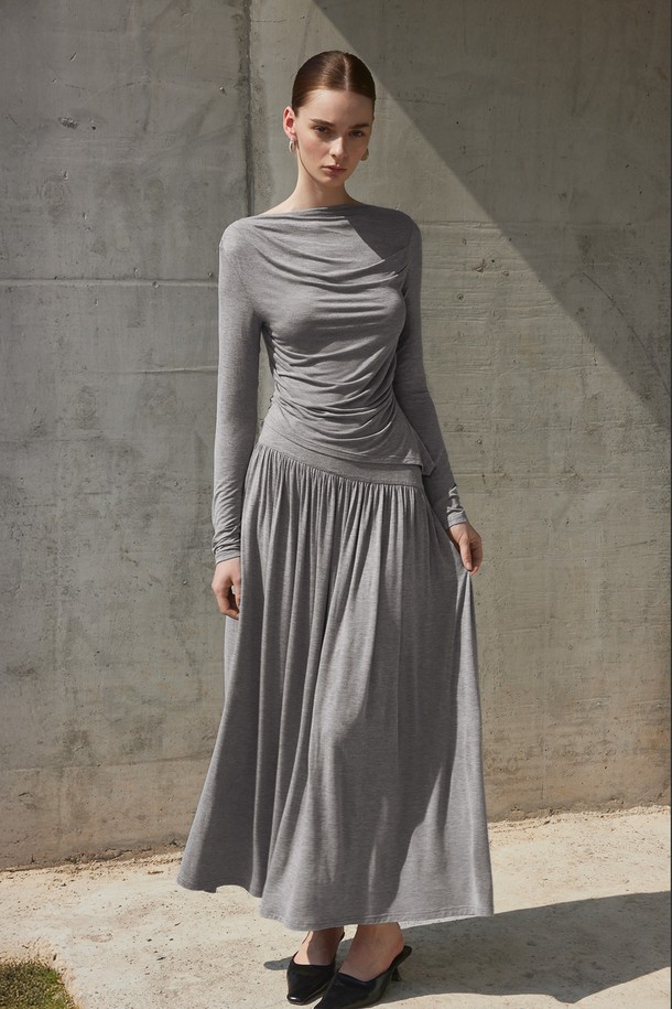 YYIAM - 롱스커트 - YY_Tencel kintted skirt_GRAY