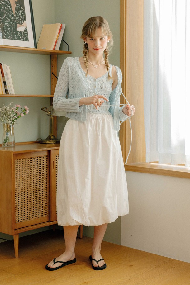 DUNDROP - 롱스커트 - DD_White irregular hem skirt_WHITE