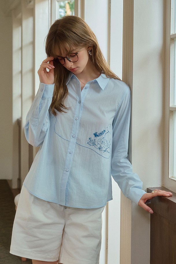 Simple Retro - 셔츠 - SR_Print tencel long sleeve shirt_2color