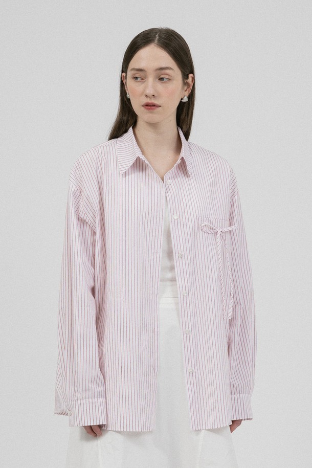 WE'DEE - 블라우스 - WD_Vertical pattern bow blouse_PINK