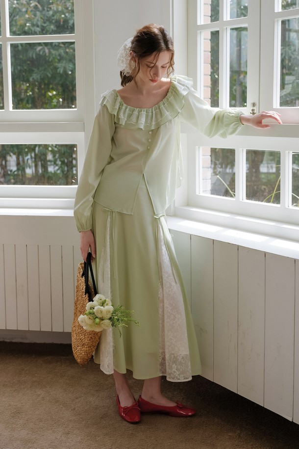 Cest Moidew - 롱스커트 - Cest_Pastoral lace ribbon skirt