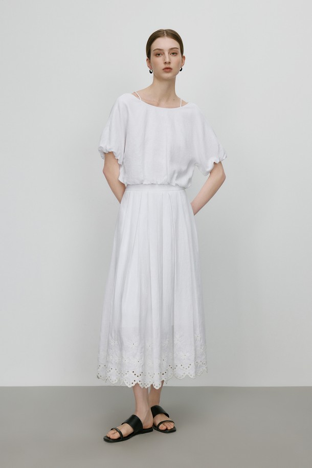 WE'DEE - 롱스커트 - Linen embroidery skirt_2color