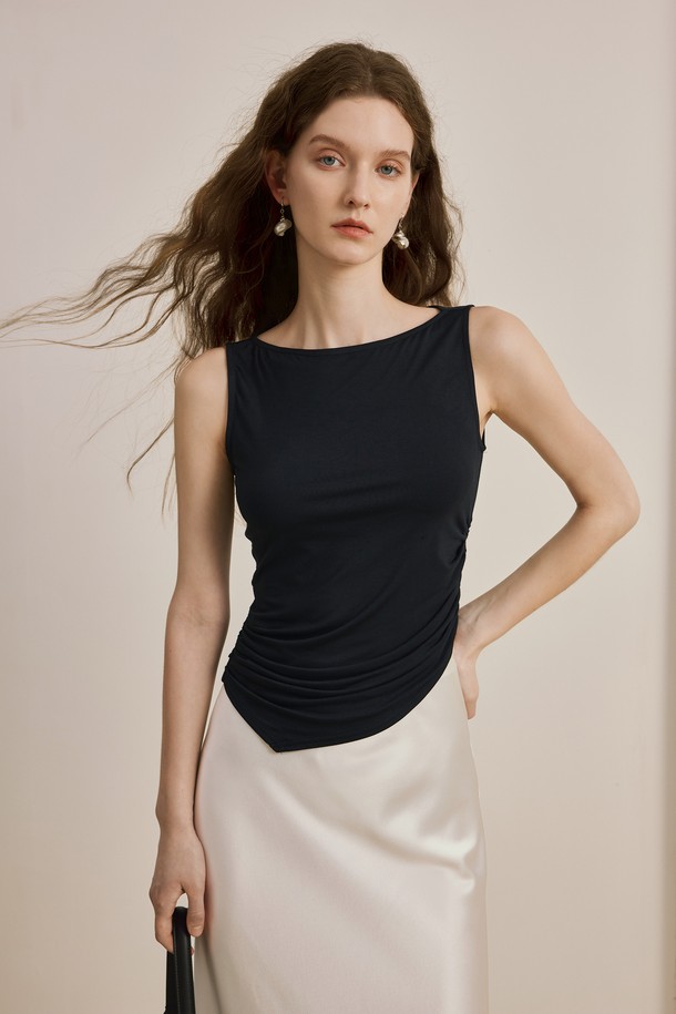 YYIAM - 민소매티셔츠 - Irregular pleated camisole_2color