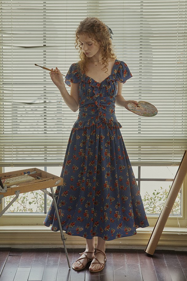 Proud Mary - 반소매 원피스 - Vintage rose frill dress