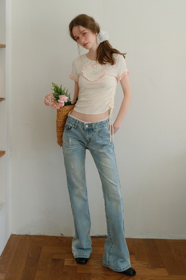 Cest Moidew - 롱/미디팬츠 - Lace washed flare pants