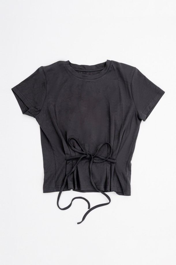 DUNDROP - 반소매 티셔츠 - Waist-length solid color top_4color