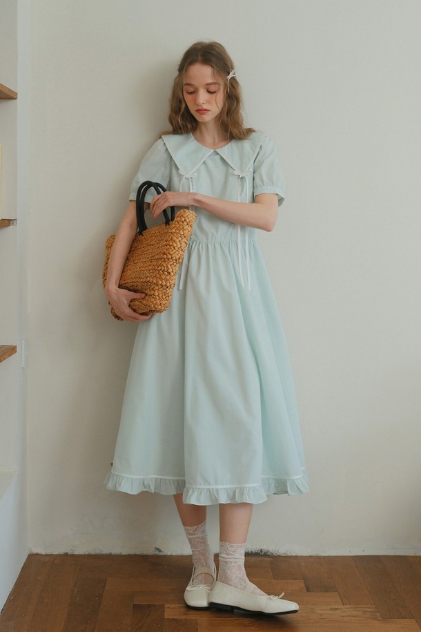 ワンピース [Cest Moidew] Ribbon collar ruffled dress Ribbon collar ruffled dress_Cest Moidew - 코오롱몰