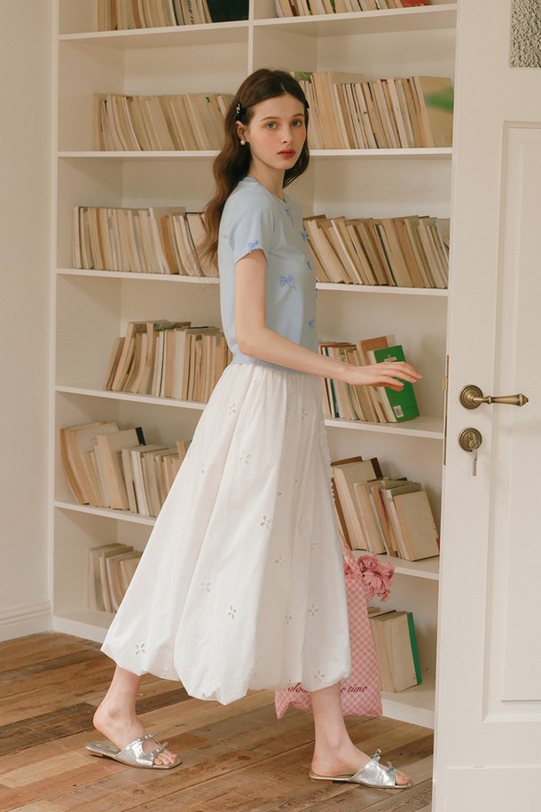 Cest Moidew - 롱스커트 - Ruffle embroidery balloon skirt