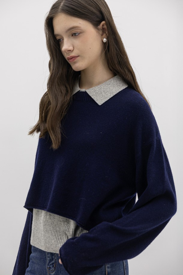 네이비와 그레이 색상으로 구성된 여성용 'Collar knit and top set' (카라 니트 앤 탑 세트)입니다. 가을, 겨울 시즌에 어울리는 두꺼운 두께감의 니트 소재로 제작되어 부드러운 촉감을 선사합니다. 캐주얼, 베이직, 미니멀, 클래식 스타일을 연출하기 좋으며, 긴 소매와 카라 디자인이 특징입니다. 레귤러핏으로 편안하게 착용 가능하며, 무지 패턴으로 다양한 코디에 활용하기 좋습니다. 세트 아이템으로 뛰어난 실용성을 자랑합니다.
