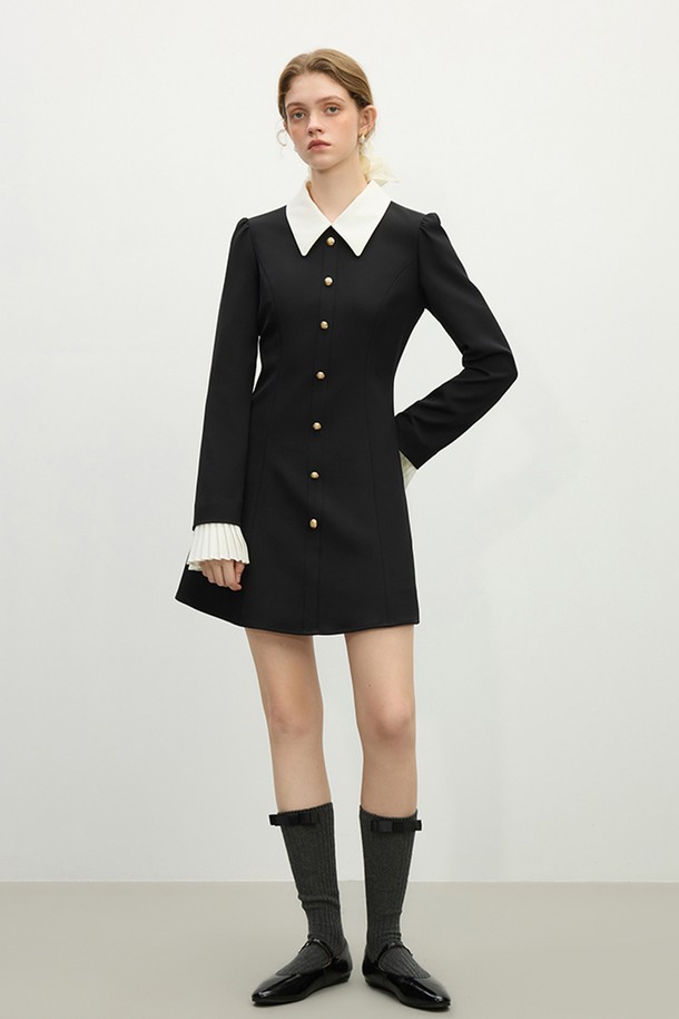 WE'DEE - 긴소매 원피스 - WD_Hepburn pleated cuffs dress