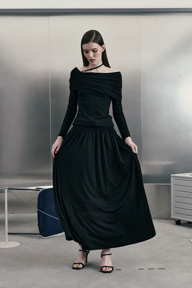 itte - 셋업 - IT_Folds long sleeves and skirt set_BLACK