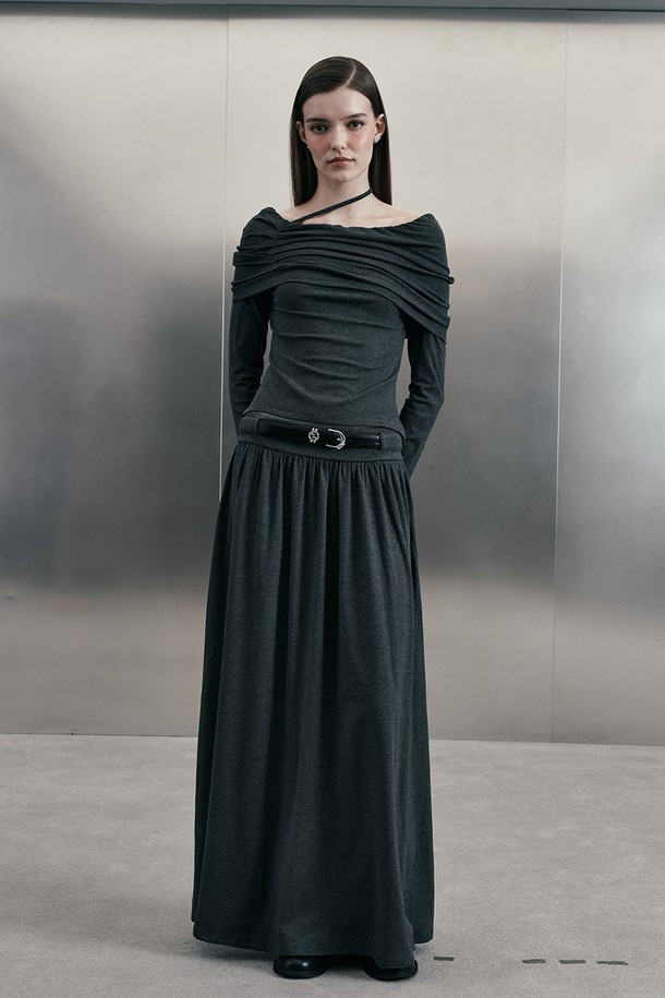 itte - 셋업 - IT_Folds long sleeves and skirt set_CHARCOAL