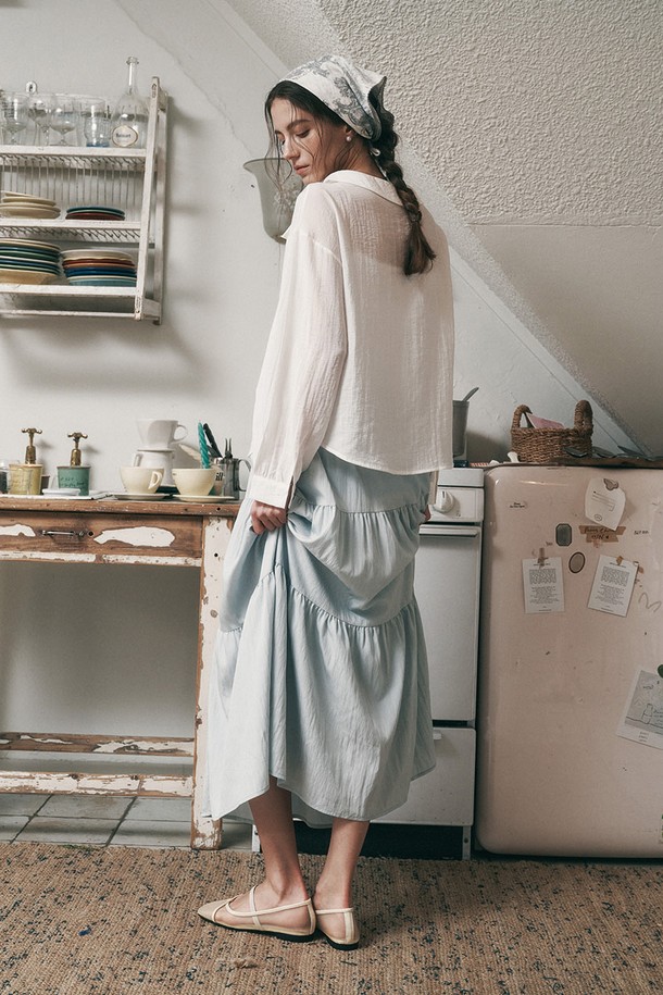 Proud Mary - 롱스커트 - PM_Layer fold skirt_SKY BLUE