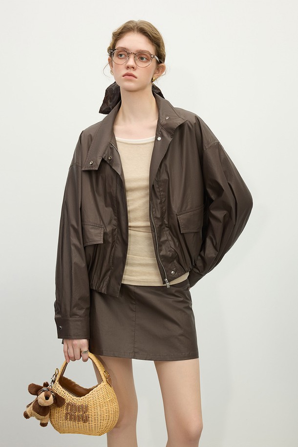 WE'DEE - 미니스커트 - WD_Brown a-line short skirt