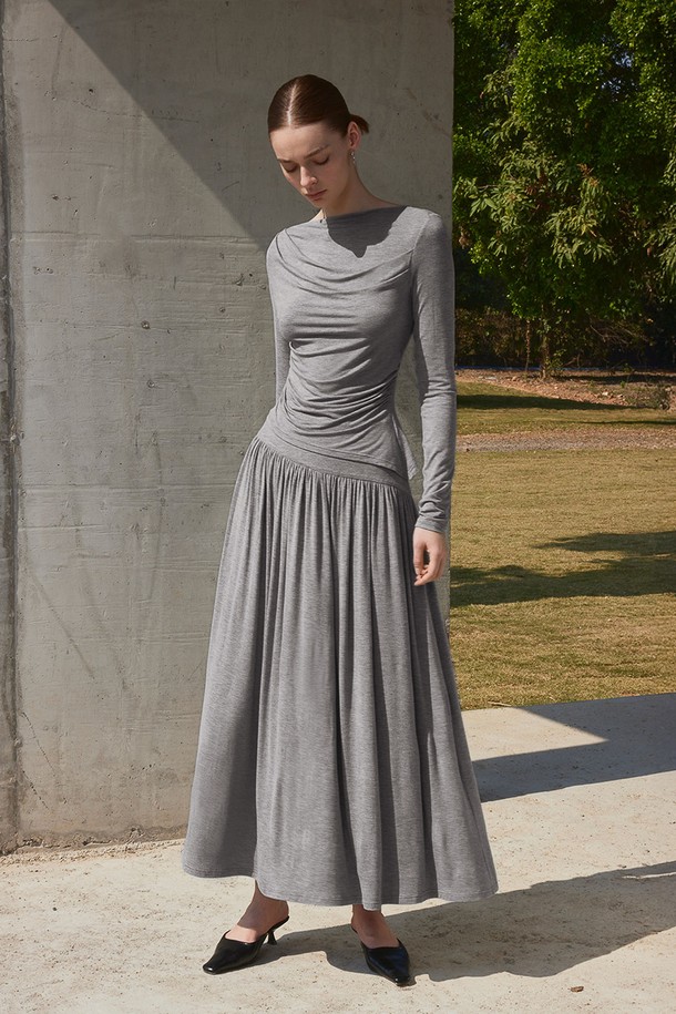 YYIAM - 롱스커트 - YY_Tencel kintted skirt_GRAY