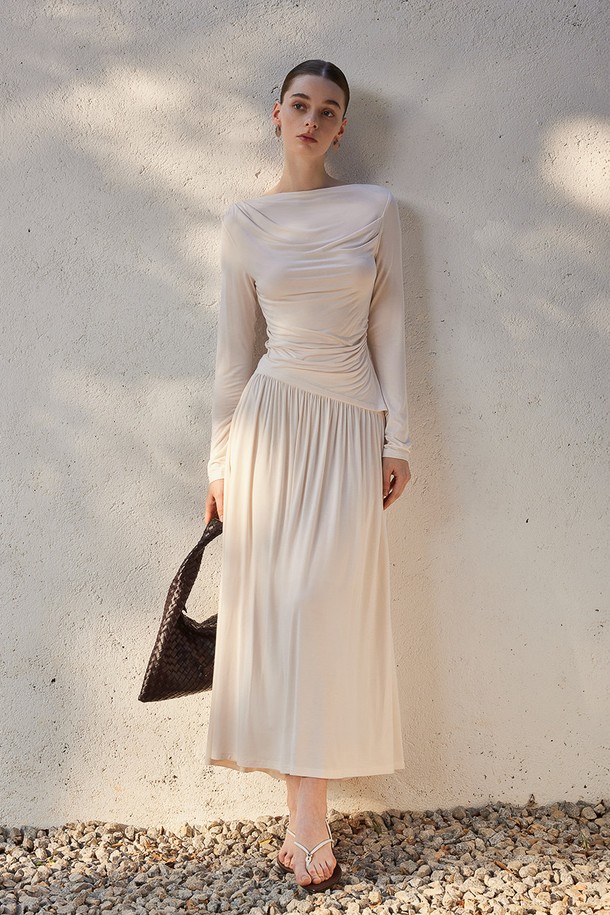 YYIAM - 롱스커트 - YY_Tencel kintted skirt_IVORY