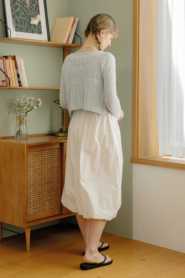 DUNDROP - 롱스커트 - DD_White irregular hem skirt_WHITE