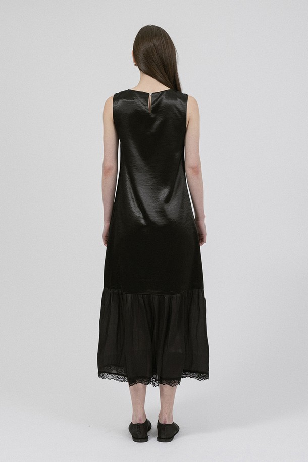 WE'DEE - 민소매 원피스 - WD_Mesh lace hem dress_BLACK