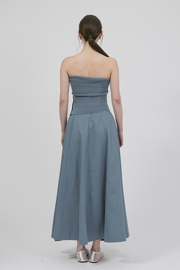 WE'DEE - 롱스커트 - WD_Pure cotton blue long skirt_BLUE