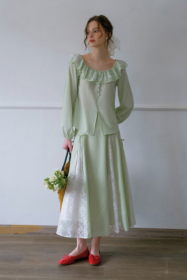 Cest Moidew - 롱스커트 - Cest_Pastoral lace ribbon skirt
