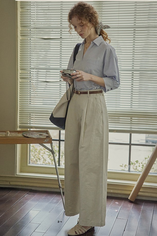 Proud Mary - 롱/미디팬츠 - Wide one tuck pants