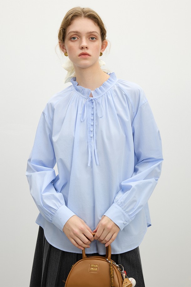 WE'DEE - 블라우스 - WD_Pleated frill collar blouse