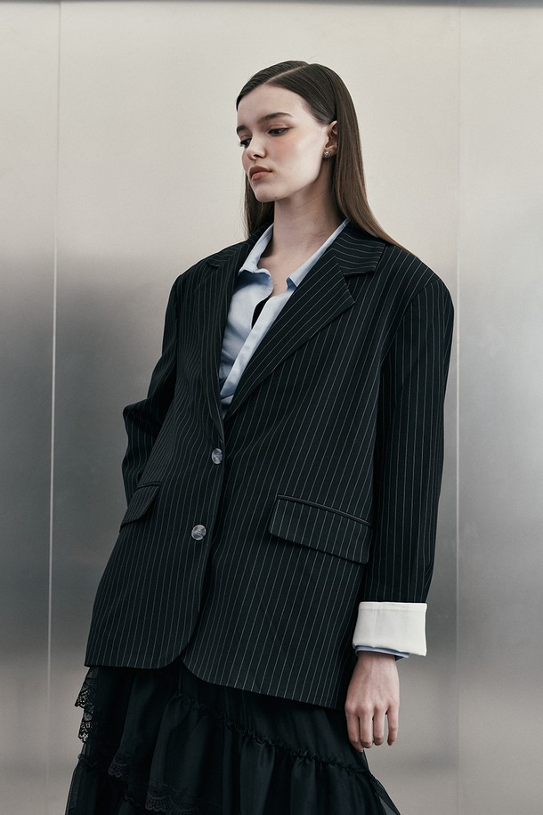 itte - 자켓 - IT_Striped suit jacket_BLACK