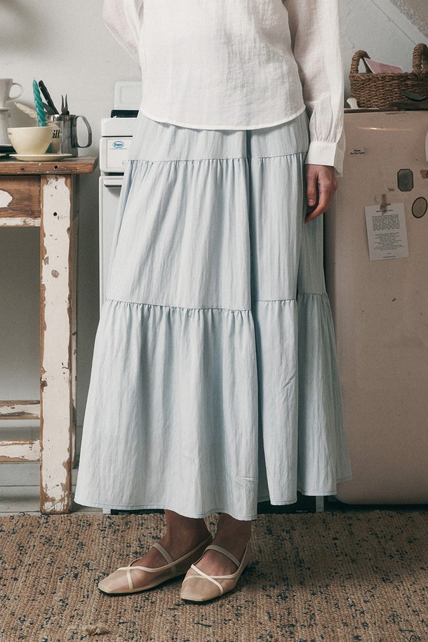 Proud Mary - 롱스커트 - PM_Layer fold skirt_SKY BLUE