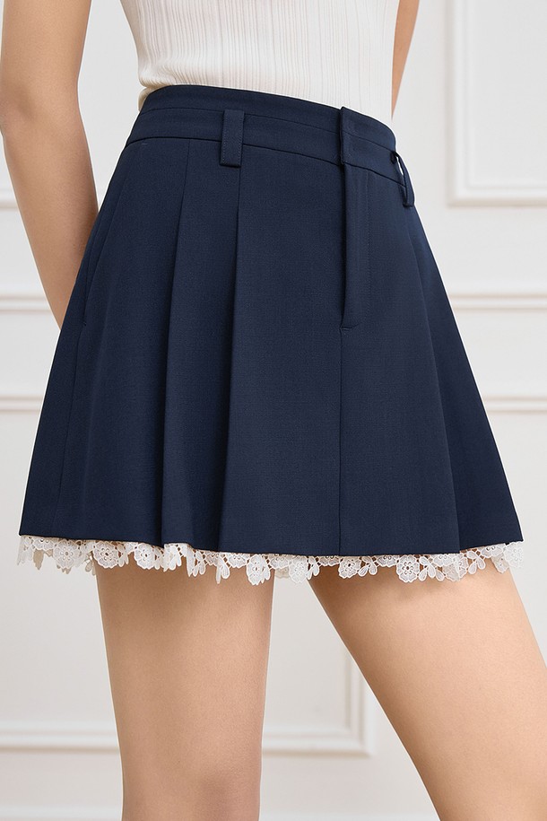 WE'DEE - 미니스커트 - WD_Pleated lace a-line skirt