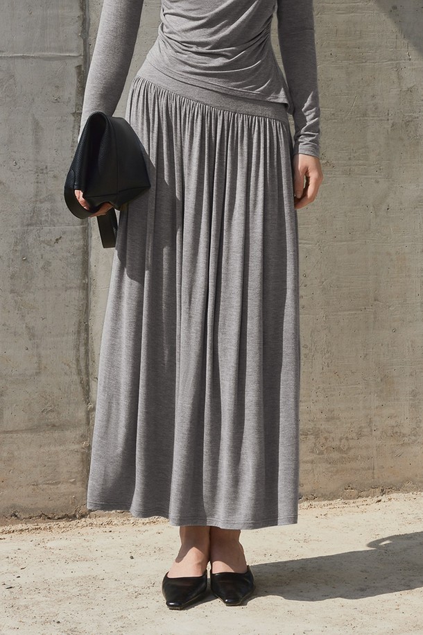 YYIAM - 롱스커트 - YY_Tencel kintted skirt_GRAY